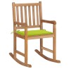 Chaise à bascule avec coussin vert vif Bois de teck solide 