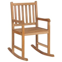 Chaise à bascule avec coussin vert vif Bois de teck solide 