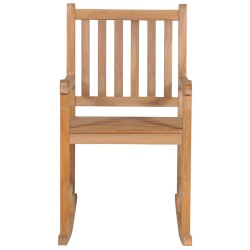 Chaise à bascule avec coussin vert vif Bois de teck solide 