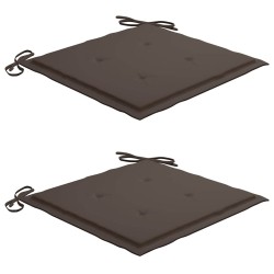 Chaises de jardin lot de 2 et coussins taupe Bois teck massif 