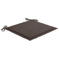 Chaises de jardin lot de 2 et coussins taupe Bois teck massif 