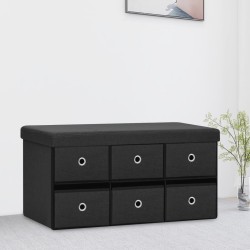 Banc de rangement pliable Noir 76x38x38 cm Faux lin 