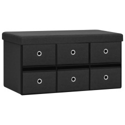 Banc de rangement pliable Noir 76x38x38 cm Faux lin 