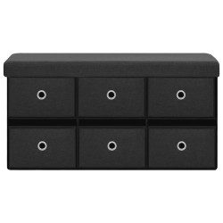 Banc de rangement pliable Noir 76x38x38 cm Faux lin 