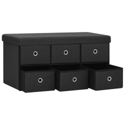 Banc de rangement pliable Noir 76x38x38 cm Faux lin 
