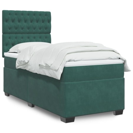 Sommier à lattes de lit et matelas Vert foncé 80x200 cm Velours 
