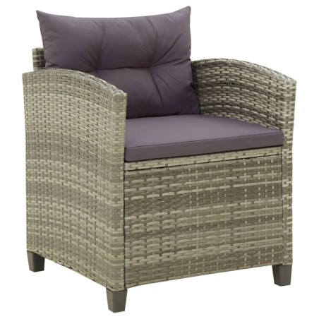 Chaise de jardin avec coussins Résine tressée Gris 