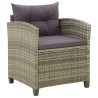 Chaise de jardin avec coussins Résine tressée Gris 