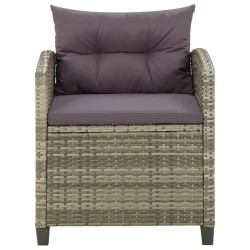 Chaise de jardin avec coussins Résine tressée Gris 