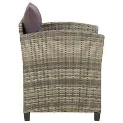 Chaise de jardin avec coussins Résine tressée Gris 