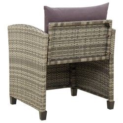 Chaise de jardin avec coussins Résine tressée Gris 
