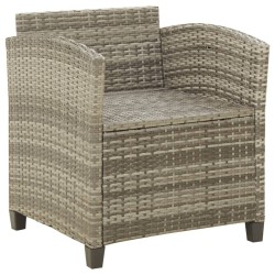 Chaise de jardin avec coussins Résine tressée Gris 