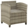 Chaise de jardin avec coussins Résine tressée Gris 