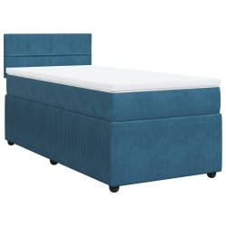 Sommier à lattes de lit avec matelas bleu 80x200 cm velours 