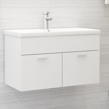 Armoire d'évier avec lavabo intégré Blanc Aggloméré 