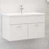 Armoire d'évier avec lavabo intégré Blanc Aggloméré 
