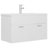 Armoire d'évier avec lavabo intégré Blanc Aggloméré 