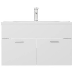 Armoire d'évier avec lavabo intégré Blanc Aggloméré 