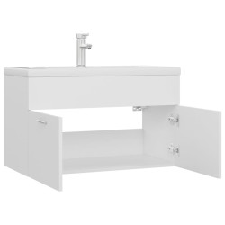 Armoire d'évier avec lavabo intégré Blanc Aggloméré 