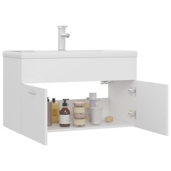 Armoire d'évier avec lavabo intégré Blanc Aggloméré 