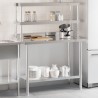 Table de travail de cuisine avec étagère 110x55x150 cm inox 