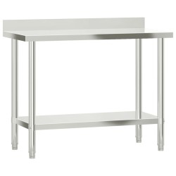 Table de travail de cuisine avec étagère 110x55x150 cm inox 