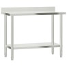 Table de travail de cuisine avec étagère 110x55x150 cm inox 