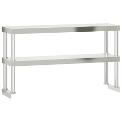 Table de travail de cuisine avec étagère 110x55x150 cm inox 