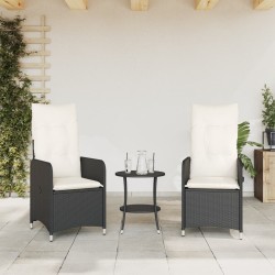 Chaises inclinables de jardin lot de 2 et table résine tressée 