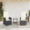 Chaises inclinables de jardin lot de 2 et table résine tressée 