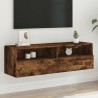 Meuble TV mural chêne fumé 100x30x30 cm bois d'ingénierie 