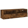 Meuble TV mural chêne fumé 100x30x30 cm bois d'ingénierie 