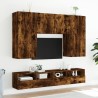 Meuble TV mural chêne fumé 100x30x30 cm bois d'ingénierie 