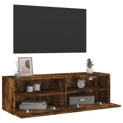 Meuble TV mural chêne fumé 100x30x30 cm bois d'ingénierie 