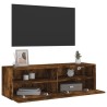 Meuble TV mural chêne fumé 100x30x30 cm bois d'ingénierie 