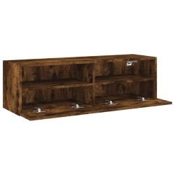 Meuble TV mural chêne fumé 100x30x30 cm bois d'ingénierie 