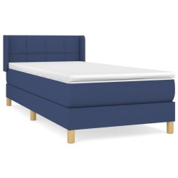 Sommier à lattes de lit avec matelas Bleu 90x190 cm Tissu 