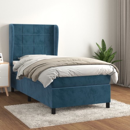 Sommier à lattes de lit avec matelas Bleu foncé 90x190 cm 