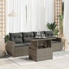 Salon de jardin 5 pcs avec coussins gris résine tressée 