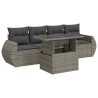 Salon de jardin 5 pcs avec coussins gris résine tressée 