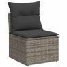 Salon de jardin 5 pcs avec coussins gris résine tressée 