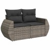 Salon de jardin 5 pcs avec coussins gris résine tressée 