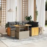 Salon de jardin 5 pcs avec coussins gris résine tressée 