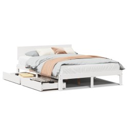 Cadre de lit avec tiroirs sans matelas blanc 120x190 cm 