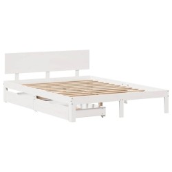 Cadre de lit avec tiroirs sans matelas blanc 120x190 cm 
