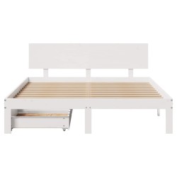 Cadre de lit avec tiroirs sans matelas blanc 120x190 cm 