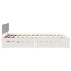 Cadre de lit avec tiroirs sans matelas blanc 120x190 cm 