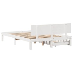 Cadre de lit avec tiroirs sans matelas blanc 120x190 cm 