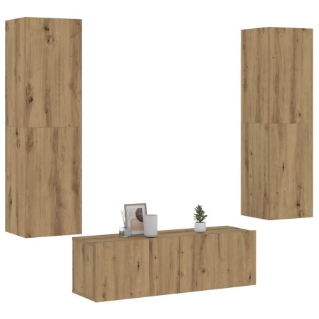 Meubles TV muraux 3 pcs chêne artisanal bois d'ingénierie 