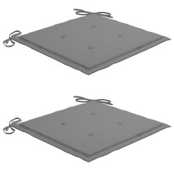Chaises de jardin lot de 2 et coussins gris Bois de teck massif 